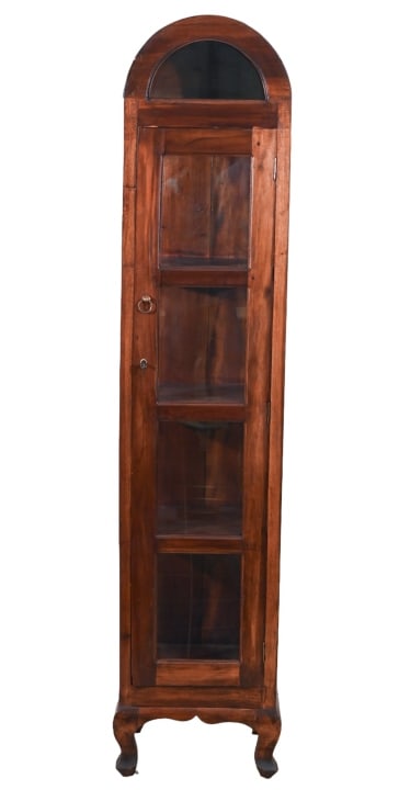 Antique Rustic Carved Glass Display Cabinet (1 of 8)
