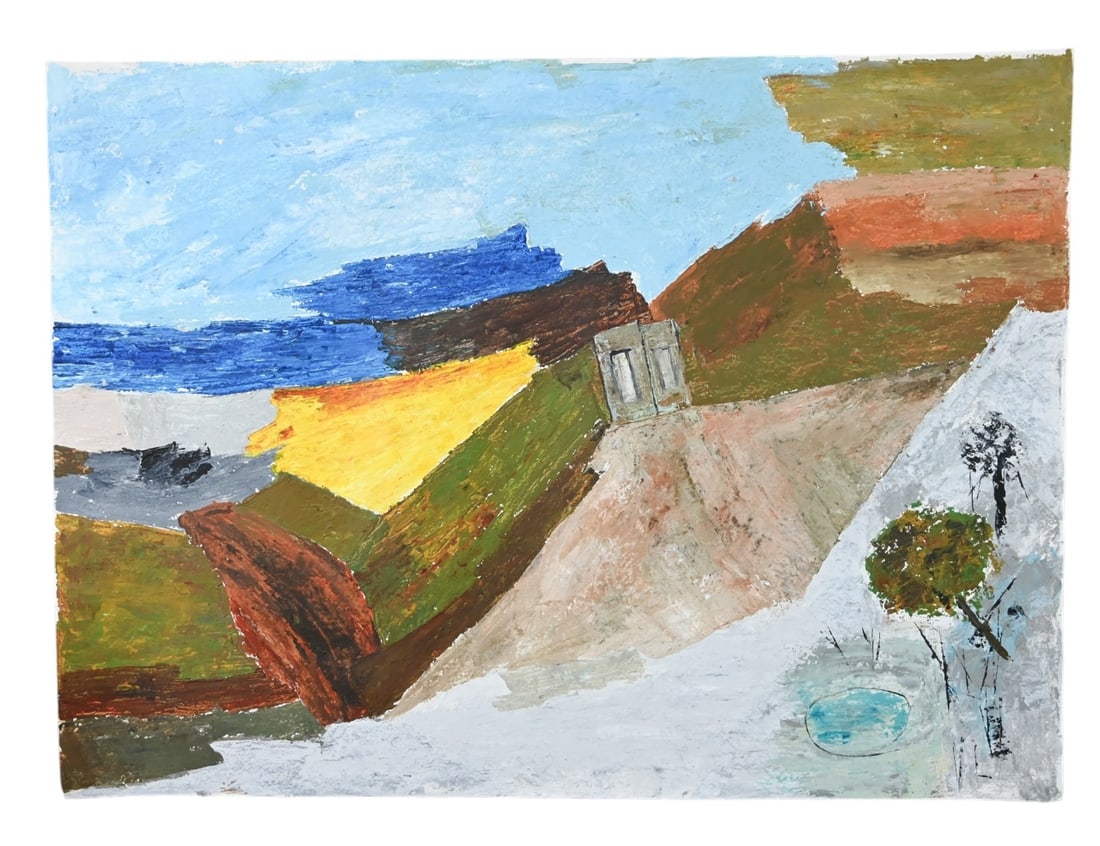 Ram Kumar Untitled Acrylic on Paper 2016: Ram Kumar Untitled Acrylic on Paper 2016.Measures 30 inches x 22 inches.