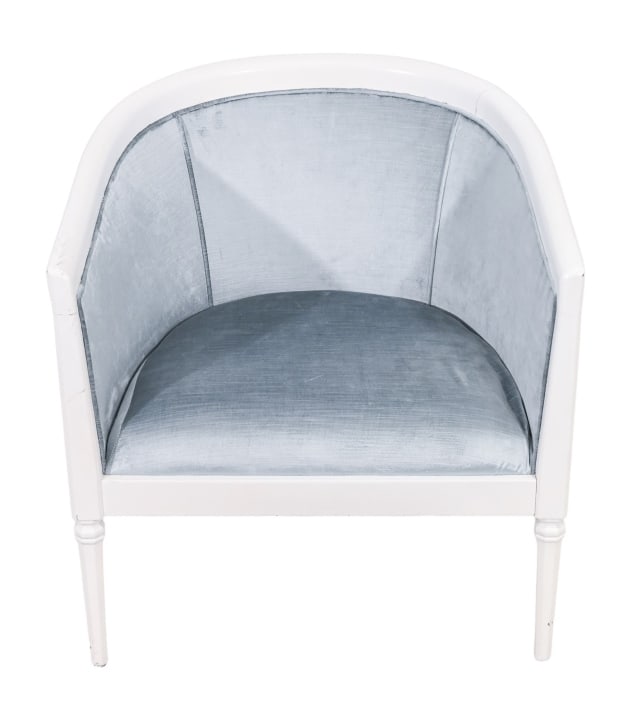 Mid Century Carved Painted Upholstered Chair (1 of 15)