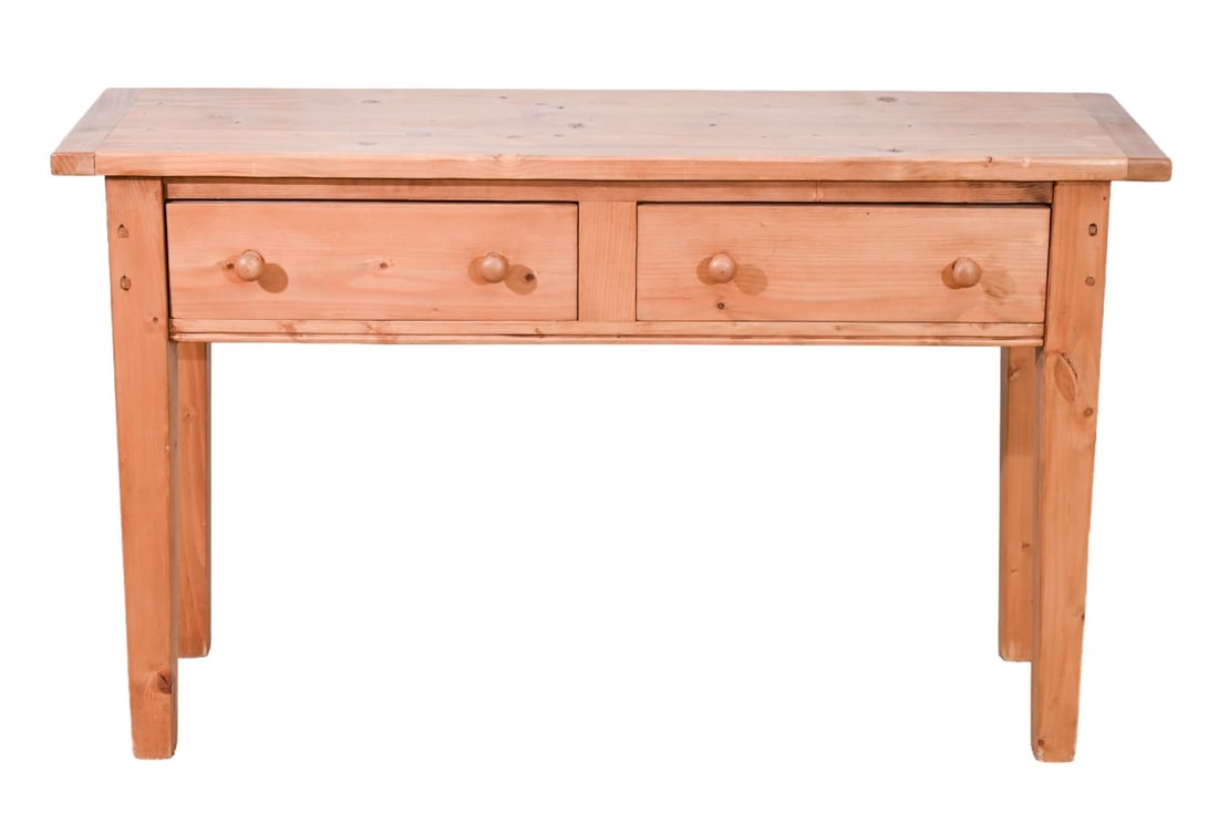 Farmhouse Style Pine Console Table w/ Two Drawers (1 of 13)