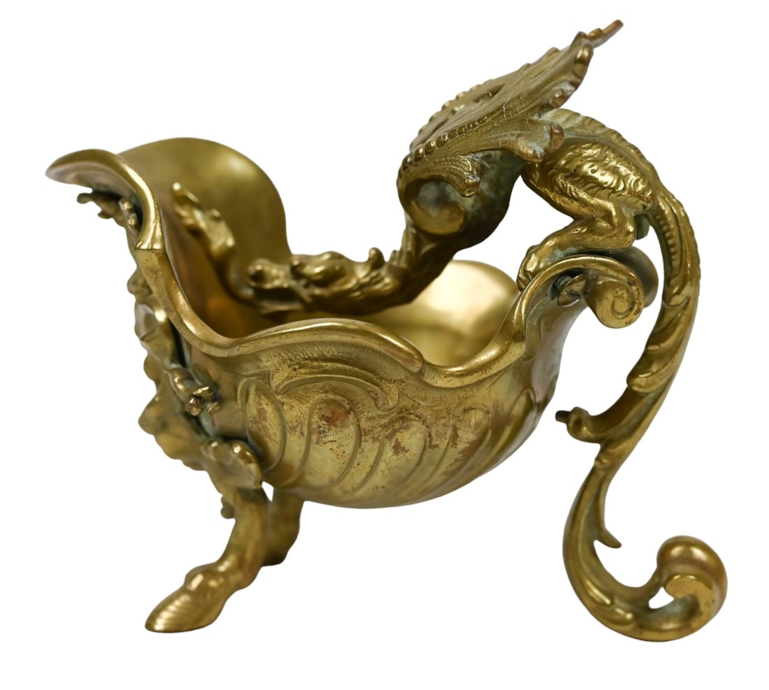 Antique Gilt Footed Brass Figural Stoup (1 of 7)