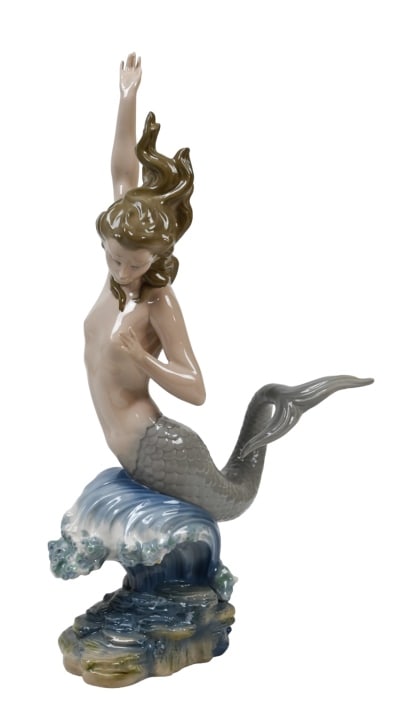 Lladro Mermaid on Wave Porcelain Figurine (1 of 7)