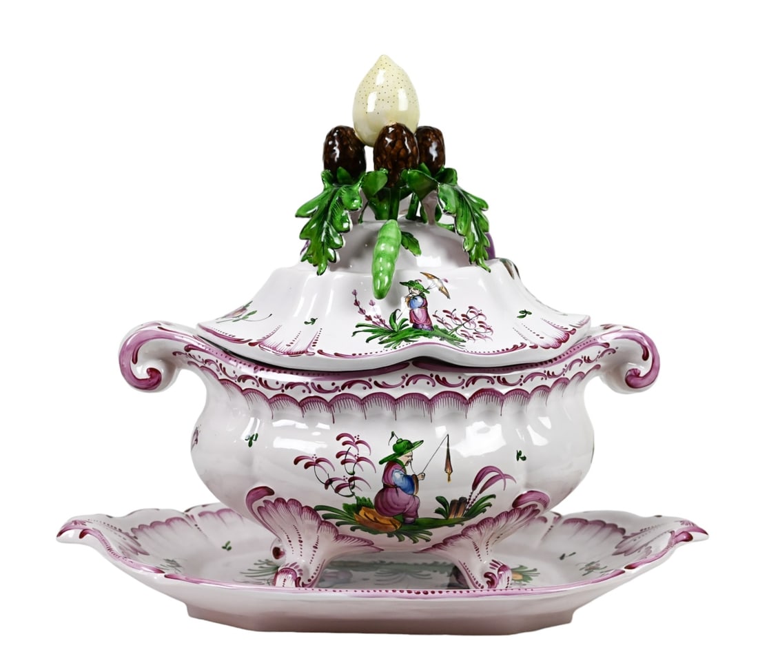 French Faience Pottery Chinoisserie Soup Tureen (1 of 8)