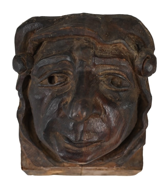 Antique German Carving Bust of Man: Antique German Carving Bust of Man. Measures 9 inches x 7 inches x 7 inches.