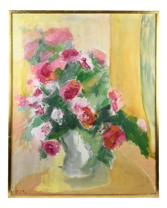 Lese Signed Mid C Still Life Oil Painting Flowers (1 of 8)