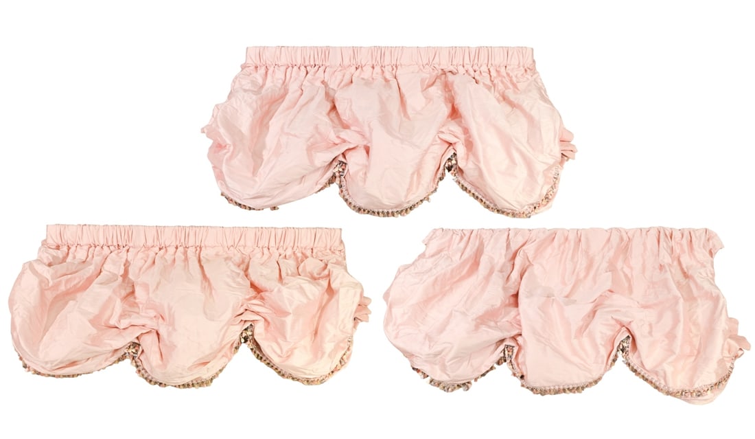 3 Custom Made Pink Raw Silk Balloon Shades w Trim (1 of 10)