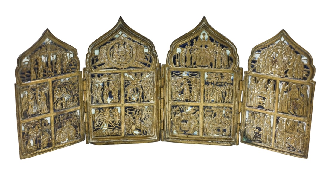 Russian Bronze 4-Panel Folding Skladen Travel Icon (1 of 7)