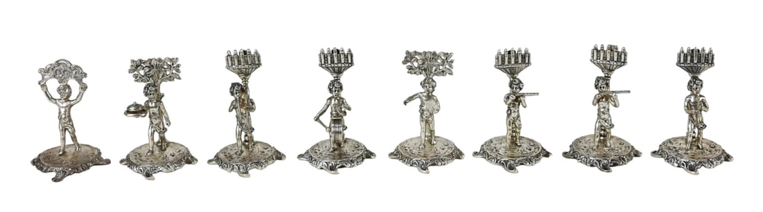 8 Antique Sterling Silver Cherub Place Card Holder (1 of 7)