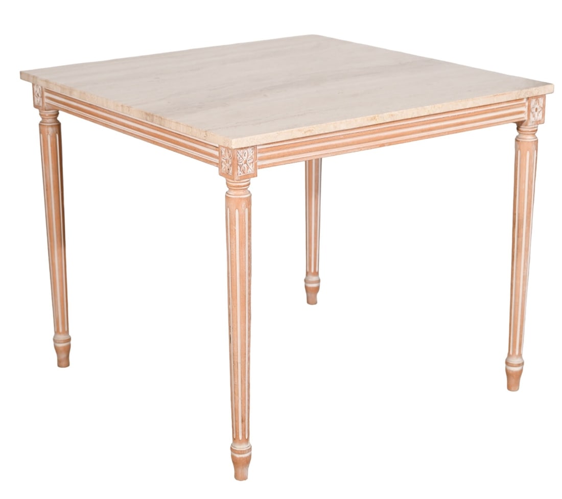 French Country Hand Carved Marble Top Table (1 of 12)