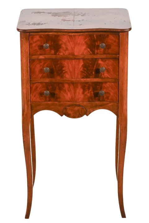 Antique French Carved Flame Mahogany Side Table (1 of 13)
