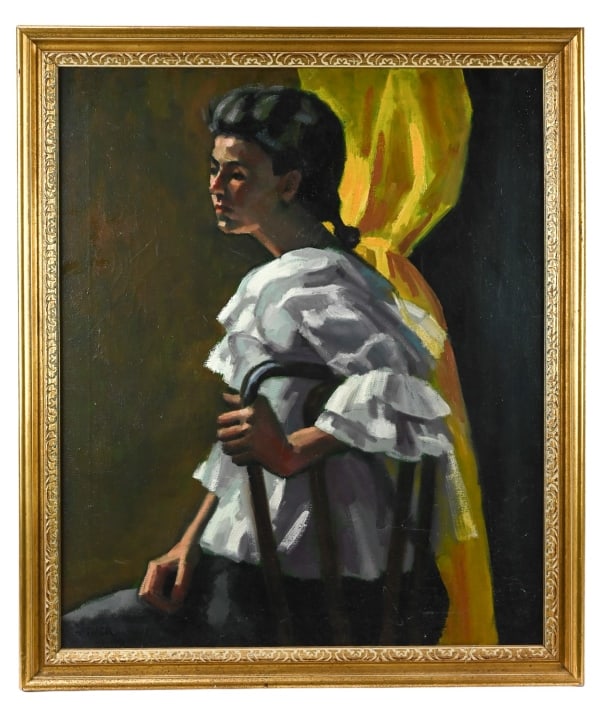 Asher Topel Signed Oil Painting Portrait Woman (1 of 8)