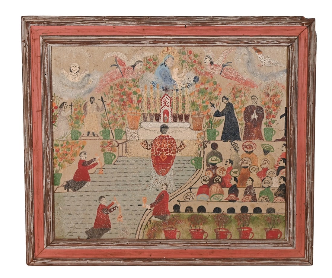 Hector Hyppolite Signed Oil Painting Mass at Church (1 of 13)