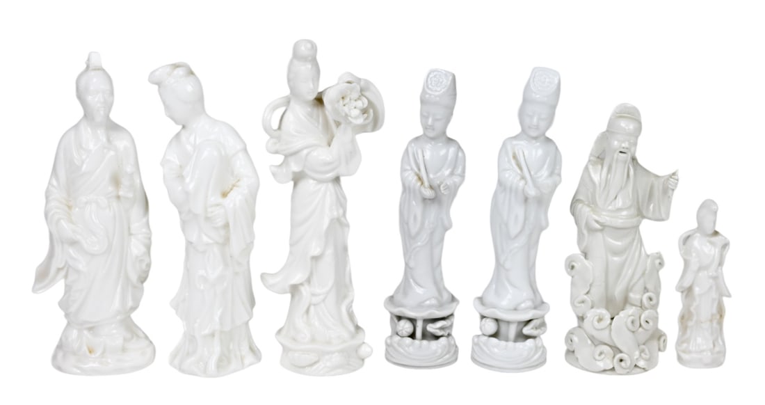 7 Blanc de Chine Porcelain Figural Asian Statues (1 of 8)