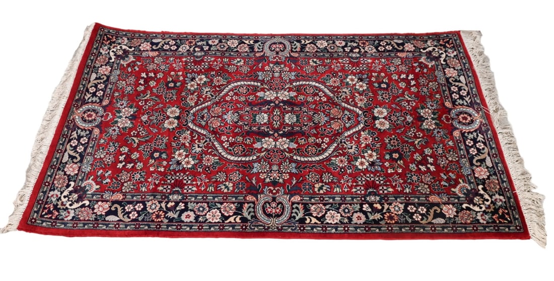 Hand Knotted Oriental Red & Blue Wool Carpet (1 of 9)