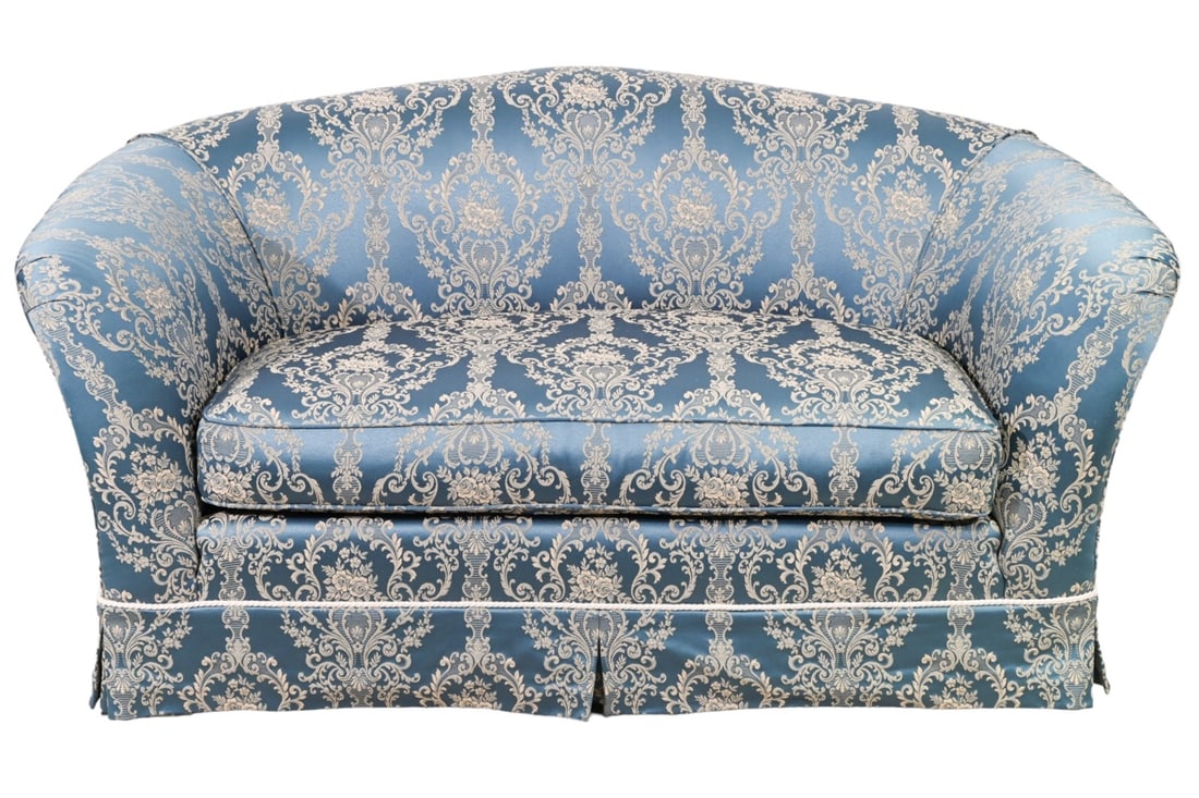 Contemporary Fortuny Silk Upholstered Settee (1 of 15)