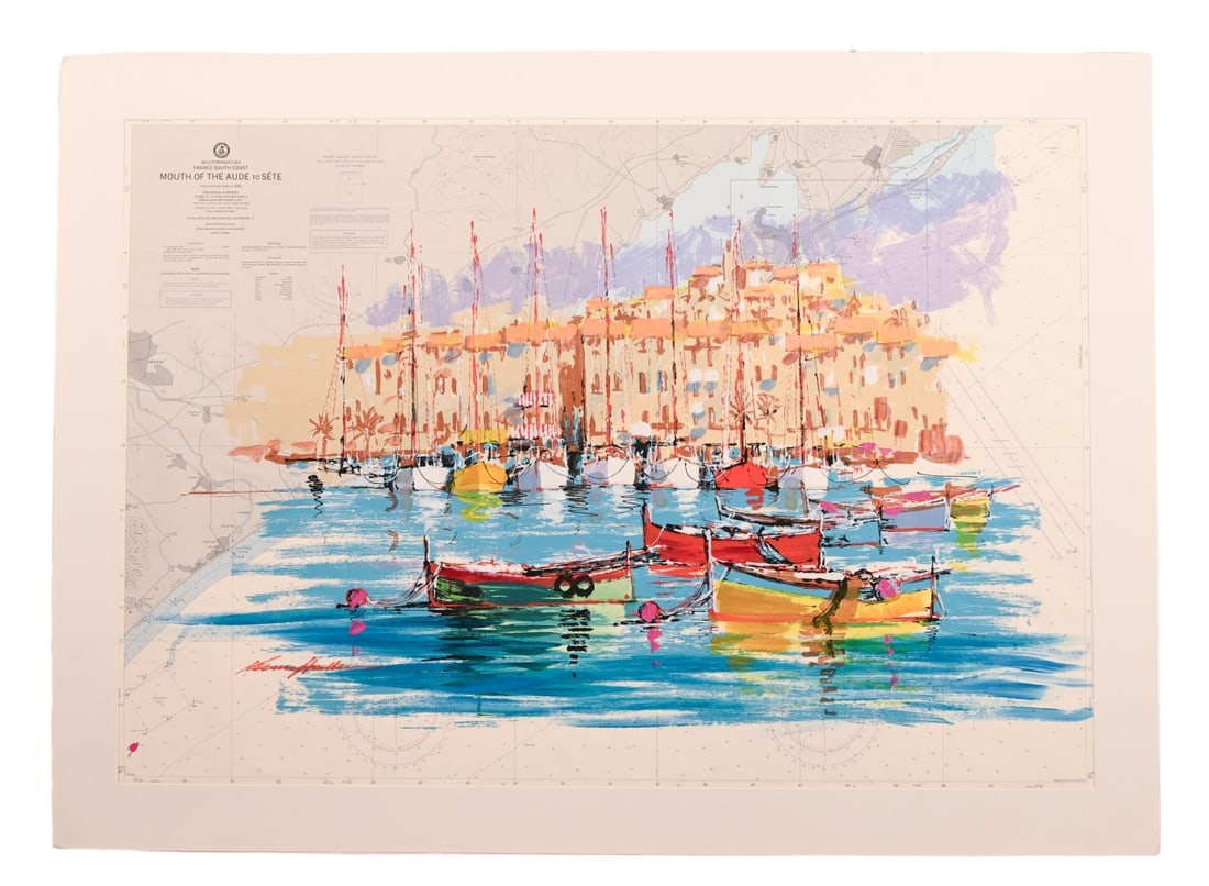 Kerry Hallam Signed Chart Painting Aude to Sete (1 of 12)