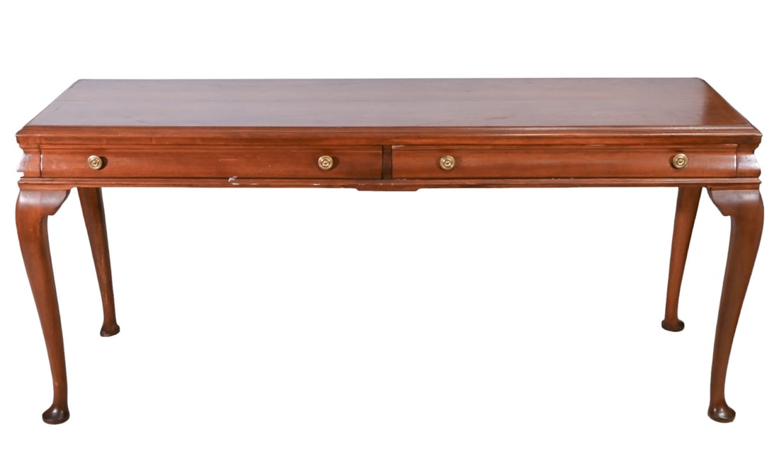 Regency Style Carved Library Table with Drawer (1 of 16)