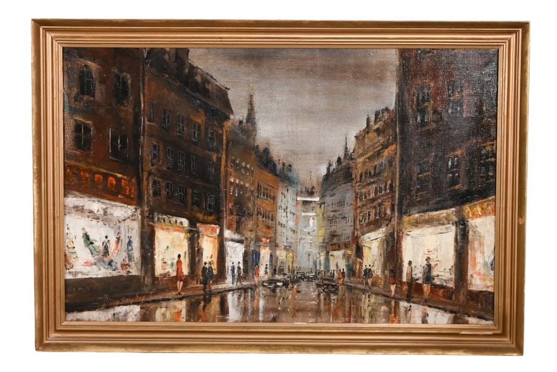 Signed Mid Century Oil Painting 5th Avenue NYC (1 of 10)