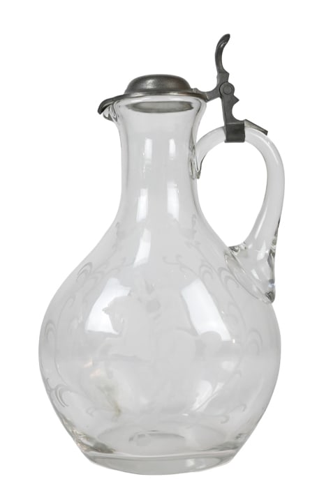Antique Hand Blown Glass & Pewter Pitcher Phoenix (1 of 8)