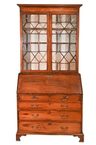 George III Inlaid Mahogany Bureau Bookcase