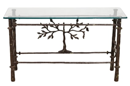 Diego Giacometti Style Iron & Glass Console Table