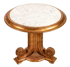Italian Regency Carved Gilt Marble Cocktail Table
