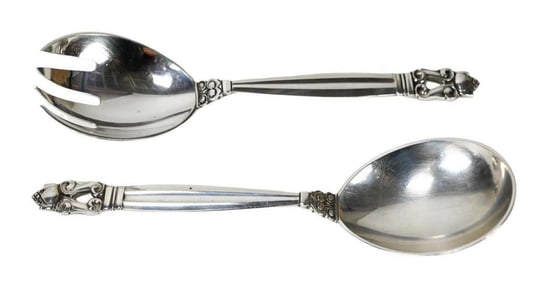 Georg Jensen 6.5 Inch Sterling Salad Servers