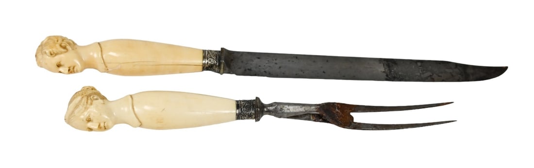 Antique Victoria Albert Carved Handle Carving Set (1 of 9)