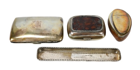 4 Antique Sterling Silver Pocket Boxes