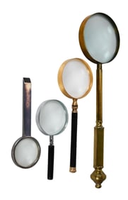 4 Vintage Desk Top Magnifying Glasses