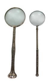 2 Antique Victorian Sterling Magnifying Glasses