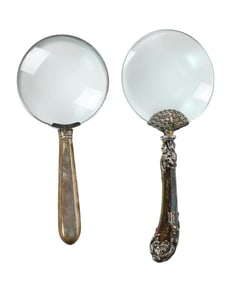 2 Antique Victorian Sterling Magnifying Glasses