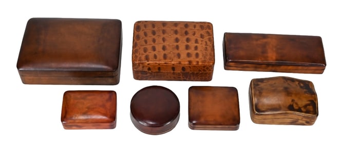 Collection Vintage Italian Leather Table Boxes