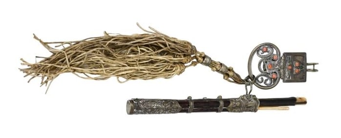 Mongolian Knife w Sheath Chopsticks and Belt Loop