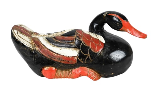 Chinese Hand Carved Hand Painted Duck Statue