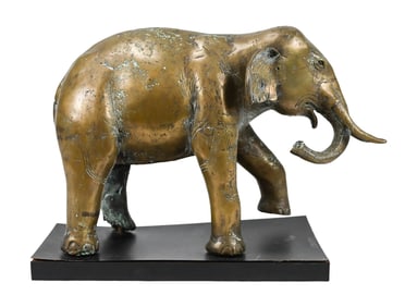 Vintage Burmese Bronze Standing Elephant Statue