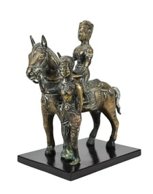 Vintage Burmese Bronze Warrior on Horseback