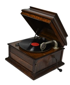 Columbia Grafonola Oak Table Top Record Player