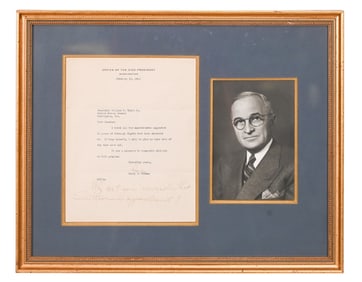 President Truman Signed Letter Sen. Wallace White