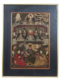 Antique Japanese Painting Deities Framed