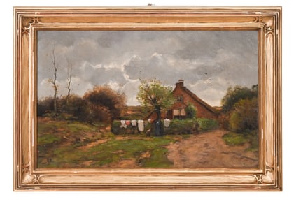 Antique Signed Dutch School Genre Oil Painting