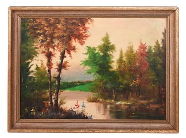 Avolpe Signed Mid C Oil Painting of Landscape