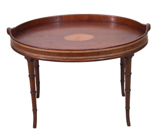 Georgian Style Carved Satin Wood Oval Tray Table