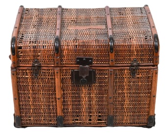 Antique Boho Woven Bamboo Trunk