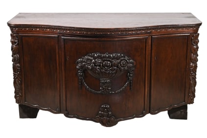Antique Italian Rococo Hand Carved Sideboard