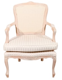 Louis XVI Style Carved Cane Back  Armchair