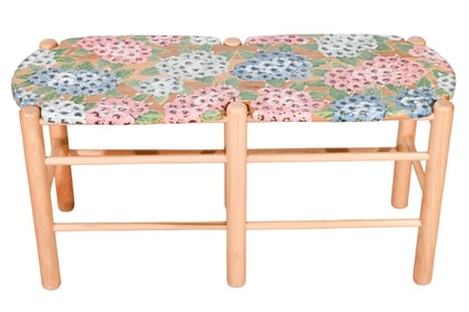 Mid Century Hand Painted Floral Bench