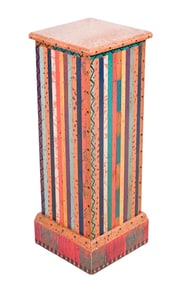 Shoe String Creation Hand Painted Signed Pedestal