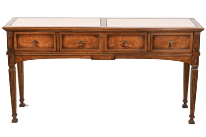 Louis XVI Style Carved Console Table w Marble