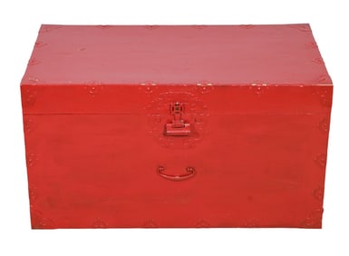 Vintage Red Lacquered Trunk